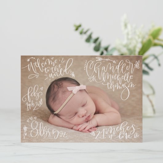 Aangepaste bestelling - Aankondiging geboorte (Staand voorkant)