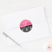 Aangepaste bestelling Bruiloft Monogram Roze Damas Ronde Sticker (Envelop)