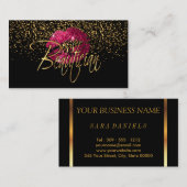 Aangepaste bestelling - Gold Confetti en hot-roze  Visitekaartje (Voorkant / Achterkant)