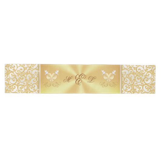 Aangepaste bestelling Gold en White Wedding Table  Medium Tafelloper (Horizontaal)