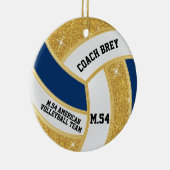 Aangepaste bestelling Gold Glitter, wit en blauw V Keramisch Ornament (Rechts)