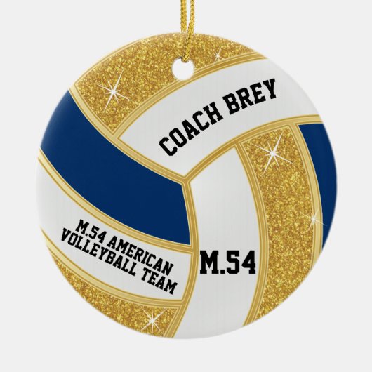 Aangepaste bestelling Gold Glitter, wit en blauw V Keramisch Ornament (Voorkant)