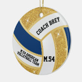 Aangepaste bestelling Gold Glitter, wit en blauw V Keramisch Ornament (Links)