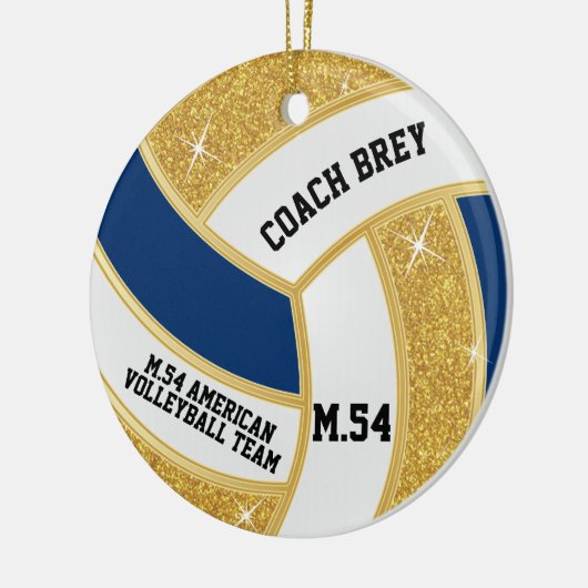 Aangepaste bestelling Gold Glitter, wit en blauw V Keramisch Ornament (Links)