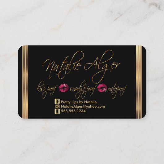 Aangepaste bestelling - Hot Pink Glitter en Gold Visitekaartje (Achterkant)