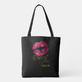 Aangepaste bestelling - Hot-roze Lips Tote Bag (Achterkant)
