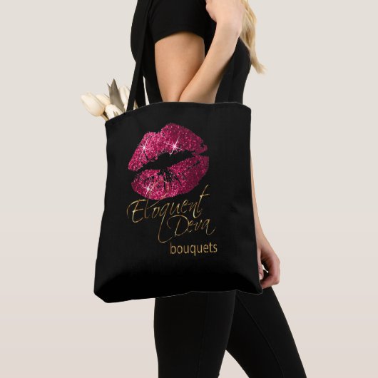 Aangepaste bestelling - Hot-roze Lips Tote Bag (Dichtbij)