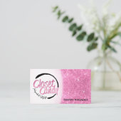 Aangepaste bestelling - Roze glitter en Logo Visitekaartje (Staand voorkant)