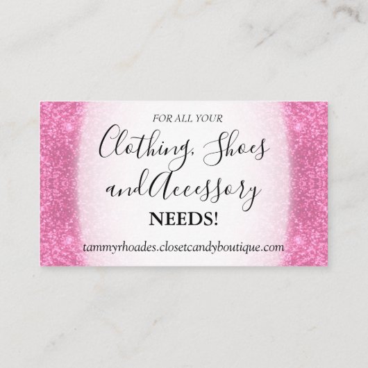 Aangepaste bestelling - Roze glitter en Logo Visitekaartje (Achterkant)