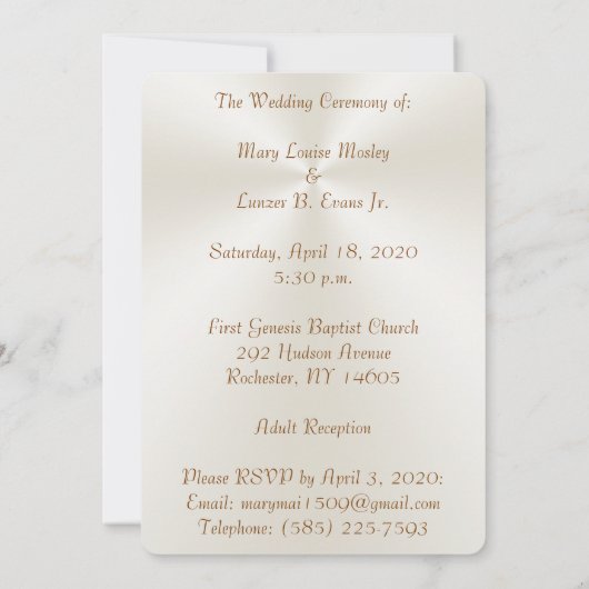 Aangepaste bestelling voor Mosley Wedding Gold en  Kaart (Achterkant)