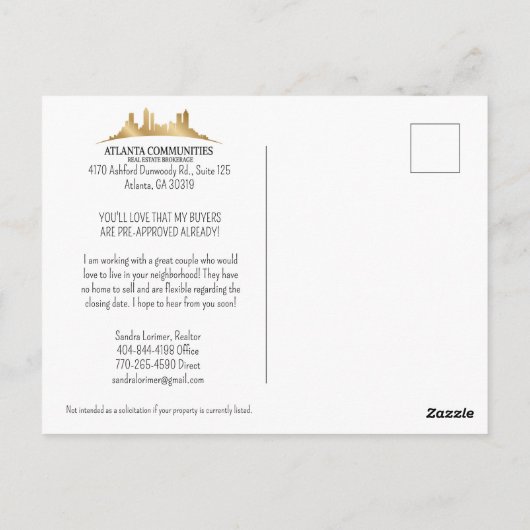 Aangepaste bestelling voor Sandra Briefkaart (Achterkant)