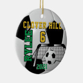 Aangepaste bestelling - zwart-wit Voetbal ⚽ Keramisch Ornament (Rechts)