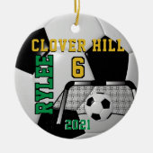Aangepaste bestelling - zwart-wit Voetbal ⚽ Keramisch Ornament (Voorkant)