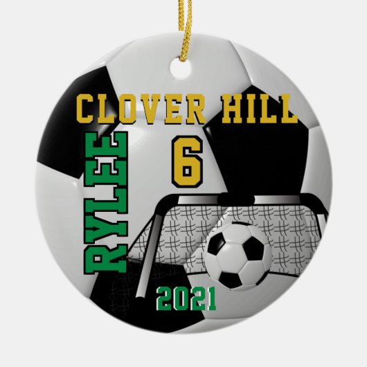 Aangepaste bestelling - zwart-wit Voetbal ⚽ Keramisch Ornament (Voorkant)