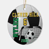 Aangepaste bestelling - zwart-wit Voetbal ⚽ Keramisch Ornament (Links)