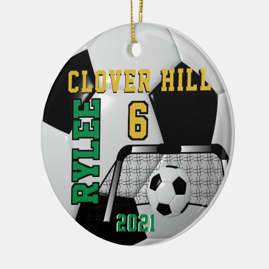 Aangepaste bestelling - zwart-wit Voetbal ⚽ Keramisch Ornament (Links)