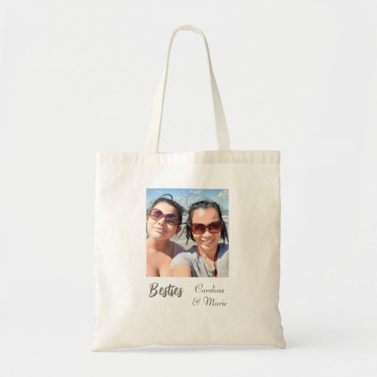 Aangepaste Bestie Canvas tas met gepersonaliseerde (Voorkant)