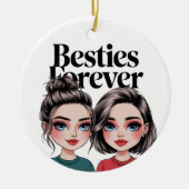 Aangepaste Besties Beste Vriend Gift BFF Kerstcade Keramisch Ornament (Voorkant)