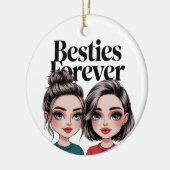 Aangepaste Besties Beste Vriend Gift BFF Kerstcade Keramisch Ornament (Links)