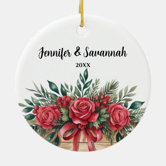 Aangepaste Besties Beste Vriend Gift BFF Kerstcade Keramisch Ornament (Achterkant)