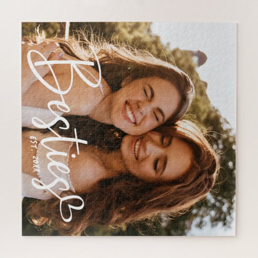 Aangepaste Besties BFF Modern script foto Legpuzzel (Horizontaal)