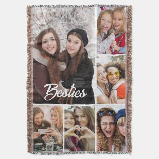 Aangepaste "Besties" Fotocollage Deken (Voorkant Verticaal)