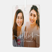 Aangepaste Besties Namen Foto Metalen Ornament (Voorkant links)