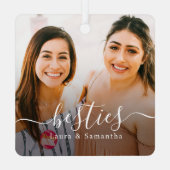 Aangepaste Besties Namen Foto Metalen Ornament (Achterkant)