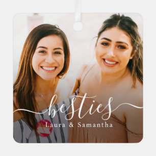 Aangepaste Besties Namen Foto Metalen Ornament