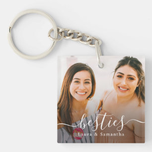 Aangepaste Besties Namen Foto Sleutelhanger