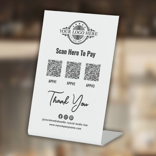 Aangepaste betaling QR-code, PayPal, Venmo, Aangep Reclamebord Met Voetstuk