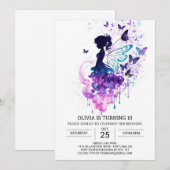 Aangepaste betoverde fee verjaardag kaart (Voorkant / Achterkant)