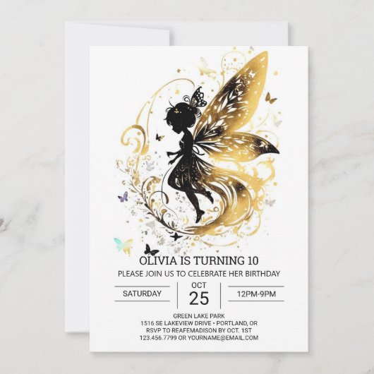 Aangepaste betoverde fee verjaardag viering kaart (Voorkant)