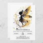 Aangepaste betoverde fee verjaardag viering kaart (Voorkant / Achterkant)