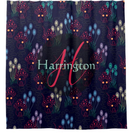 Aangepaste betoverde paddenstoelenbos douchegordijn (Voorkant)