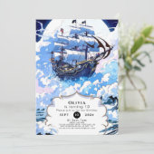 Aangepaste betoverde schip Pirate Verjaardag Kaart (Staand voorkant)