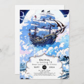 Aangepaste betoverde schip Pirate Verjaardag Kaart (Voorkant / Achterkant)