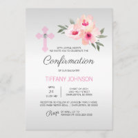 Aangepaste BEVESTIGING Floral roze Cross GIRL + PO