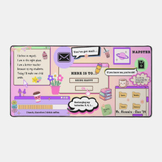 Aangepaste bevestiging leraar Kawaii roze paarse s Bureaumat