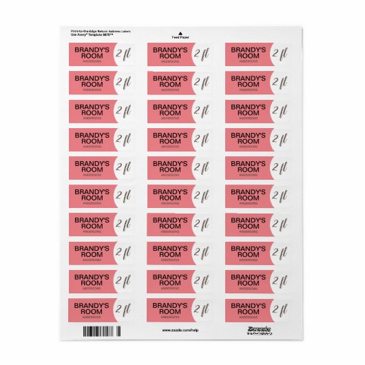 Aangepaste bewegende labels - Roze ruimte (Full Sheet)