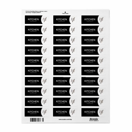 Aangepaste bewegingslabels - zwarte keuken etiket (Full Sheet)