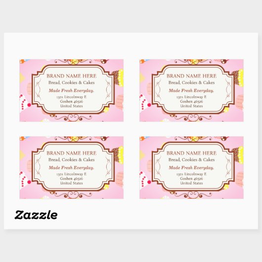 Aangepaste bewerkbare bakkerijlabel Sticker (Vel)