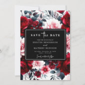 Aangepaste bewerkbare Crimson Red Wedding Save The Date (Voorkant)