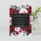 Aangepaste bewerkbare Crimson Red Wedding Save The Date (Staand voorkant)