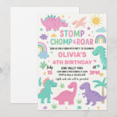 Aangepaste Bewerkbare Dino Party Kaarten voor Jong (Voorkant / Achterkant)