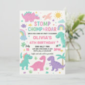 Aangepaste Bewerkbare Dino Party Kaarten voor Jong (Staand voorkant)