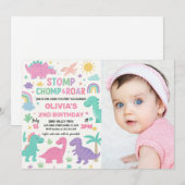 Aangepaste Bewerkbare Dino Party Kaarten voor Jong (Voorkant / Achterkant)