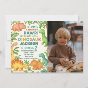 Aangepaste bewerkbare Dino Party Uitnodigen Feestdagenkaart