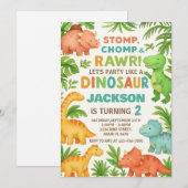 Aangepaste bewerkbare Dino Party Uitnodigen Feestdagenkaart (Voorkant / Achterkant)