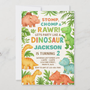 Aangepaste bewerkbare Dino Party Uitnodigen Feestdagenkaart